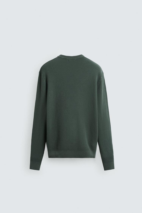ZARA ДЖЕМПЕР КЛАССИЧЕСКОГО КРОЯ С РЕЛЬЕФНОЙ ТКАНЬЮ, ЗЕЛЕНОВАТО-СИНИЙ