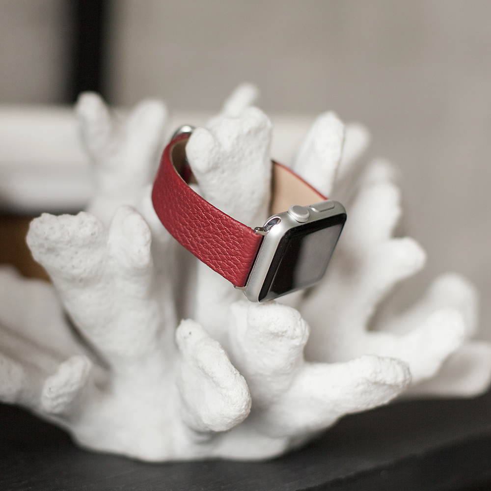 Ремешок для Apple Watch 42/44mm Classic из кожи теленка вишневого цвета