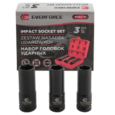 Головки ударные, набор 3пр., 1/2''(17, 19, 21мм, 6гр.) EVERFORCE EF-4032TH