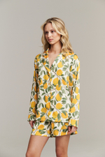 Шелковая блуза с кантом и лимонами