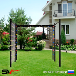 Уличная шведская стенка Sv Sport рукоход с комплектом турник прямой 2шт У5006 (Сетка)