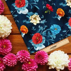 Ткань мембрана цветочное великолепие на синем