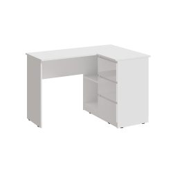 Стол письменный угловой Челси, Белый глянец холодный, Белый