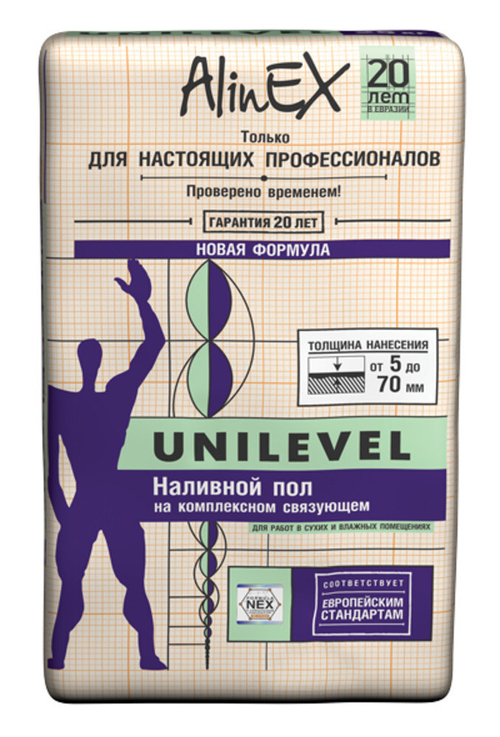 ПОЛ НАЛИВНОЙ ALINEX UNILEVEL НА КОМПЛЕКСНОМ СВЯЗУЮЩЕМ 25КГ