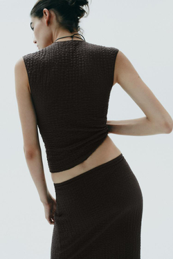 ZARA ТОП БЕЗ РУКАВОВ, ШОКОЛАДНЫЙ