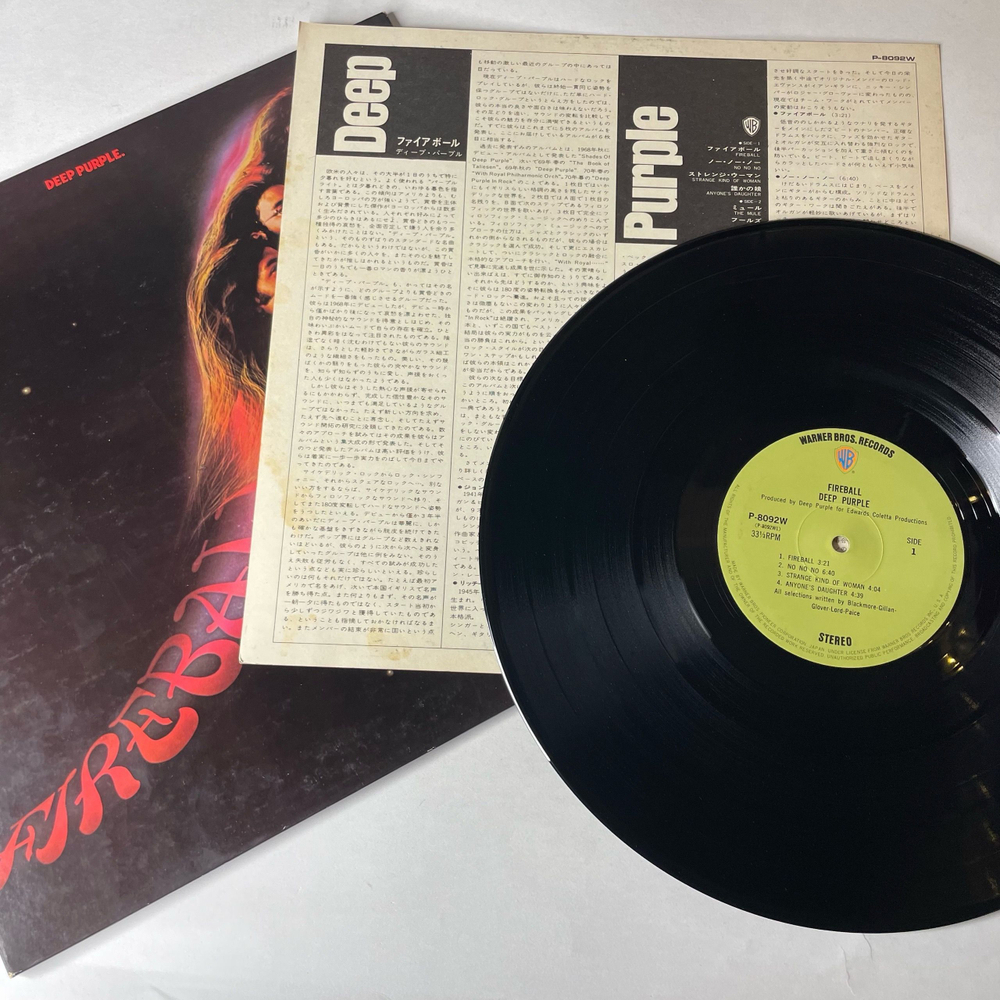 Винтажная виниловая пластинка LP Deep Purple Fireball (Япония 1971) (Без Оби) (Первый Пресс, Болотный Ворнер)