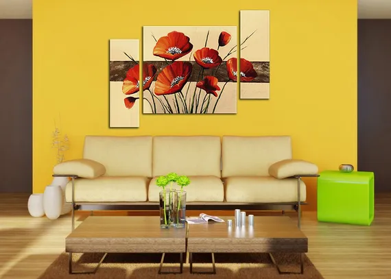 Модульная картина "Маки по фен-шуй"
