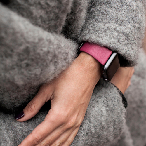 Ремешок для Apple Watch 44/45/46 mm из кожи теленка,  цвета малины