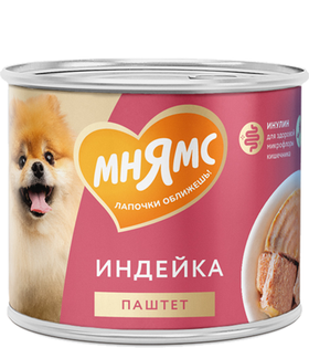 Мнямс для собак всех пород "Комфортное пищеварение" Паштет из индейки 200гр.