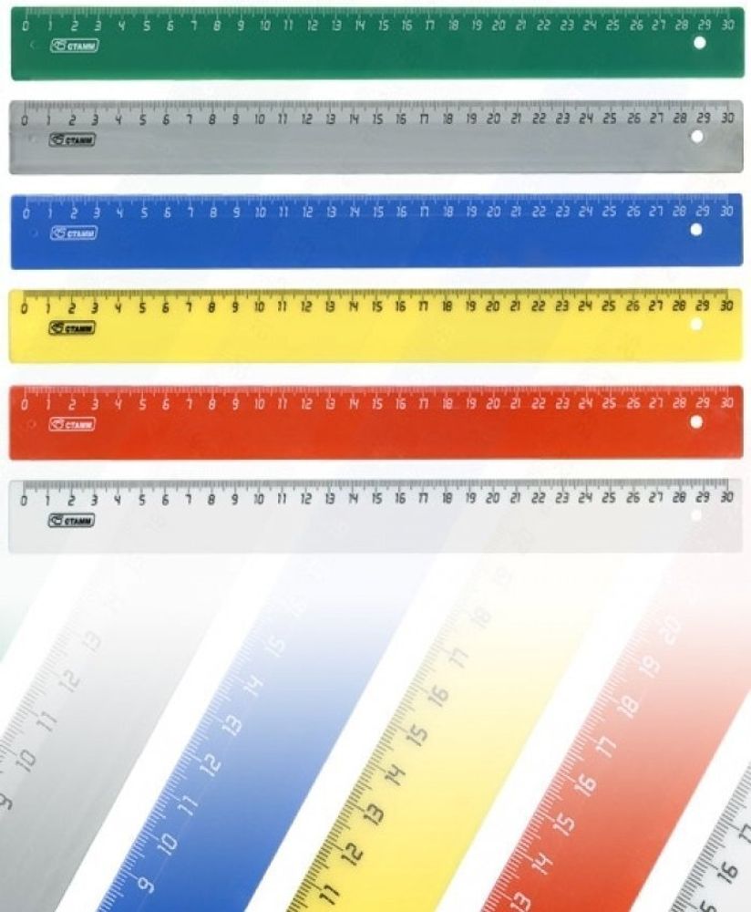 Линейка 30 см Стамм, пластик, ассорти