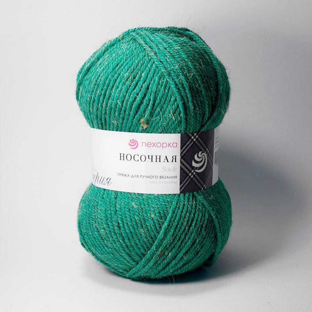 Носочная пряжа Россия Пехорка 50%полутонк.шерсть 50%акрил 5х100г/200м (875-Зелено-изумрудный)