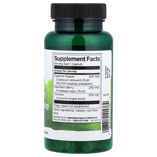 Swanson, Куркума, боярышник и кайенский перец, 60 капсул