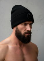 Шапка чёрная LEGENDA с серой руной вышивкой Тейваз