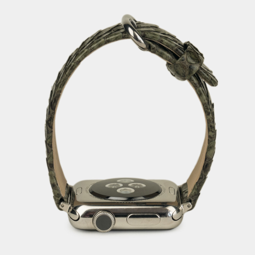 Ремешок для Apple Watch 44/45/46 mm из кожи питона, зеленого цвета