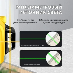 Профессиональный лазерный уровень строительный 360 4D / Нивелир, 16 лучей с пультом управления, Зеленый луч 360 градусов