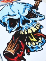 Наклейка - Череп с битой