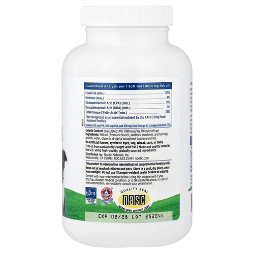 Nordic Naturals, Omega-3 Pet™, для собак, 180 капсул