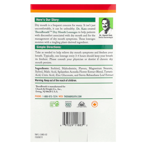 TheraBreath, Леденцы против сухости во рту, без сахара, кислые ягоды, 100 леденцов
