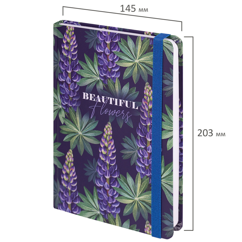 Ежедневник недатированный с резинкой А5 (145х203 мм) BRAUBERG твердый 128 л. "Beautiful Flowers" (2 штуки в упаковке)