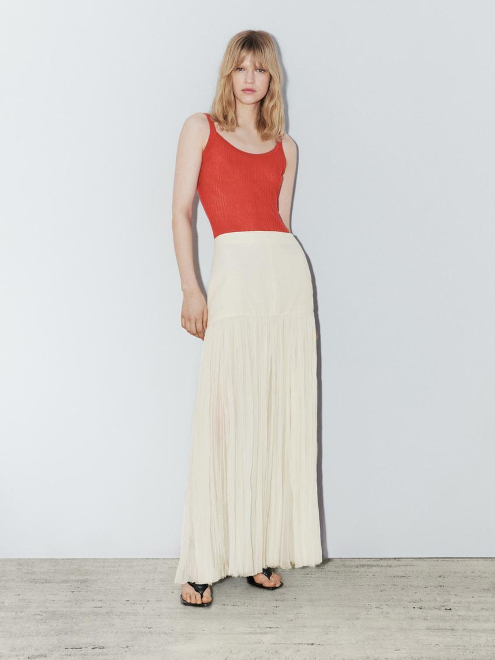 Massimo Dutti Трикотажное боди на бретелях - Studio, терракотовый