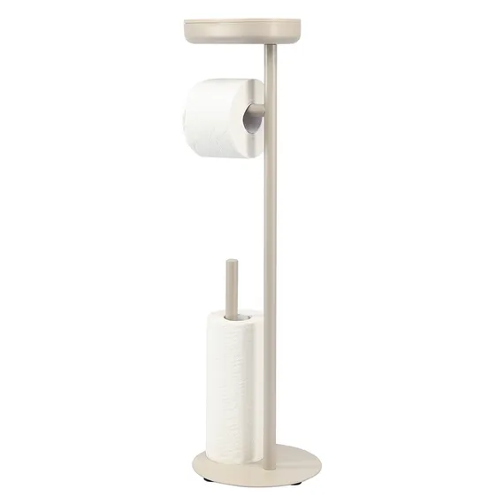 Держатель для туалетной бумаги с полочкой slim, светло-серый