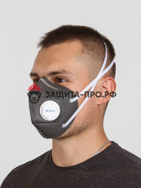 Респиратор медицинский Wall 95CHK, FFP2, с клапаном выдоха, складной, угольный фильтр