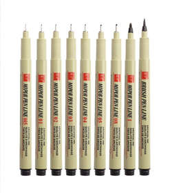 Комплект из 9 линеров (лайнеров) для скетчинга (в пенале)