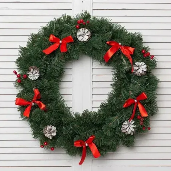 Рождественский венок Нарядный с декором 60 см., ПВХ, ЕлкиТорг (52022)