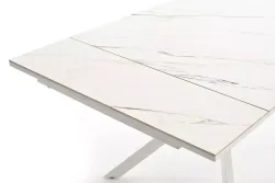 "Меркурий" стол интерьерный раздвижной обеденный из керамики, цвет белый глянцевый