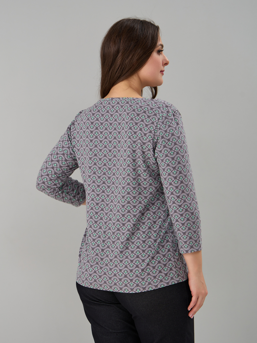 Лонгслив ЛНв-306/кофе-цветочныйорнамент