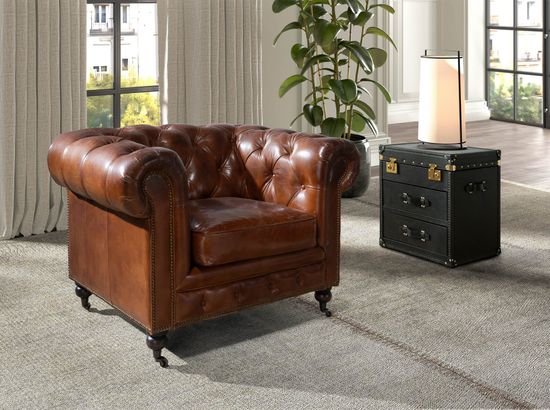 Кресло Chester из коньячно-коричневой кожи модель 5167 Испания 