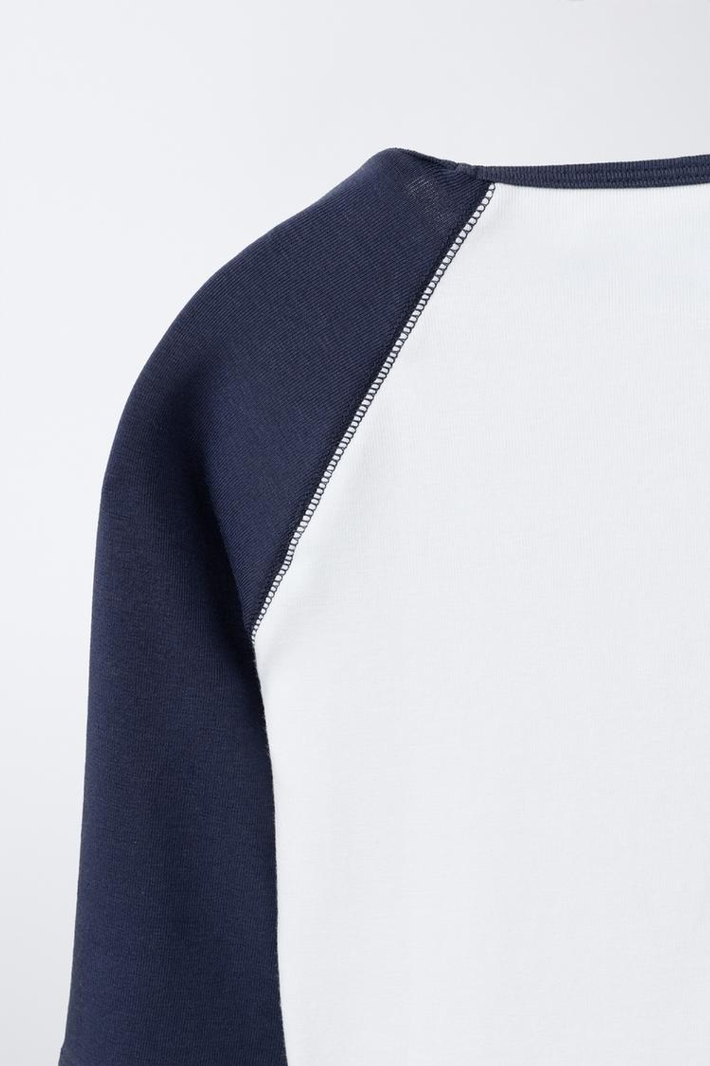 ZARA ФУТБОЛКА РЕГЛАН С НАДПИСЬЮ ИЗ МОДАЛА, ТЕМНО-СИНИЙ/БЕЛЫЙ