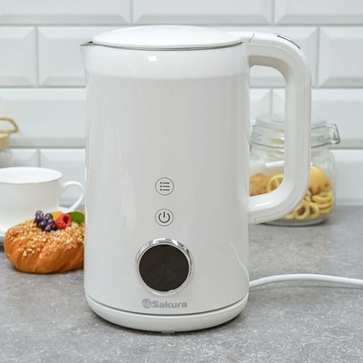 Чайник электрический 1,7л двухслойный корпус, дисплей, белый, SA-2185DW Premium