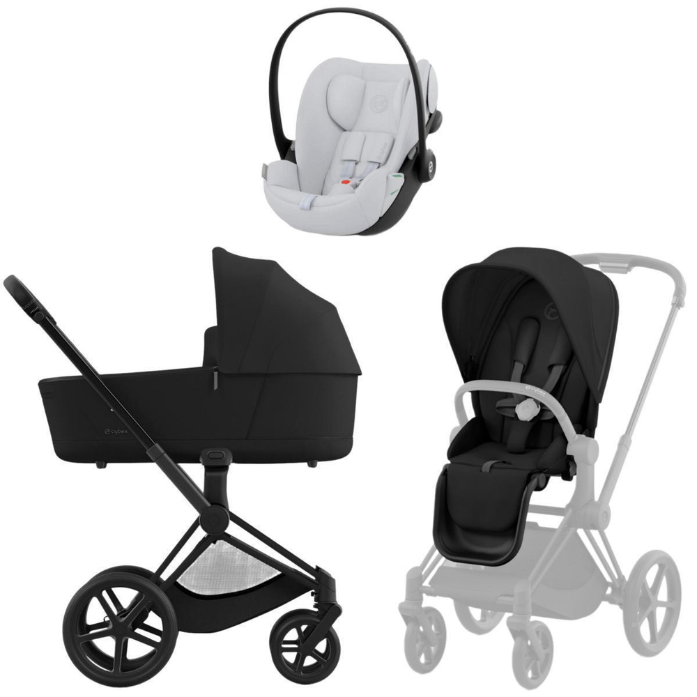 Коляска Cybex Priam IV Matt Black complete и автокресло Cloud G i-Size Fog Grey 3 в 1 Sepia Black