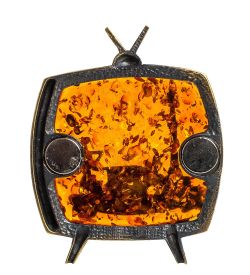 AM-1105 Магнит «Телевизор Останкино» (латунь, янтарь)