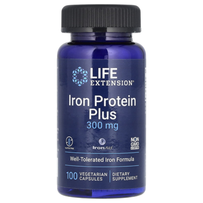 Life Extension Iron Protein Plus 300mg 100 veg caps , Железо плюс белок