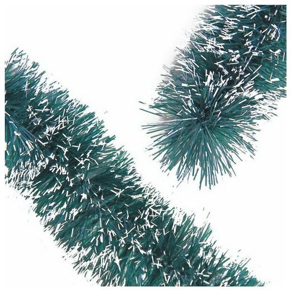 Мишура, 1 штука, диаметр 70 мм, длина 2 м, зеленая с белыми кончиками, 73752