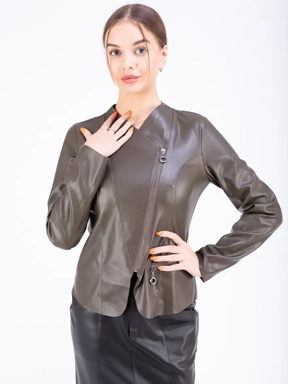 Косуха куртка женская кожаная, экокожа