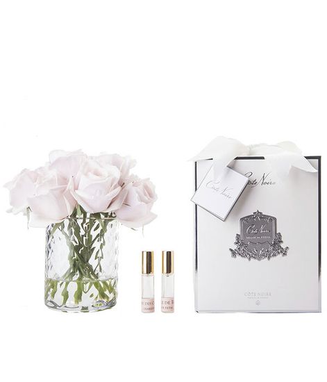 Букет розовых роз в прозрачной вазе "ёлочка", Cote Noire