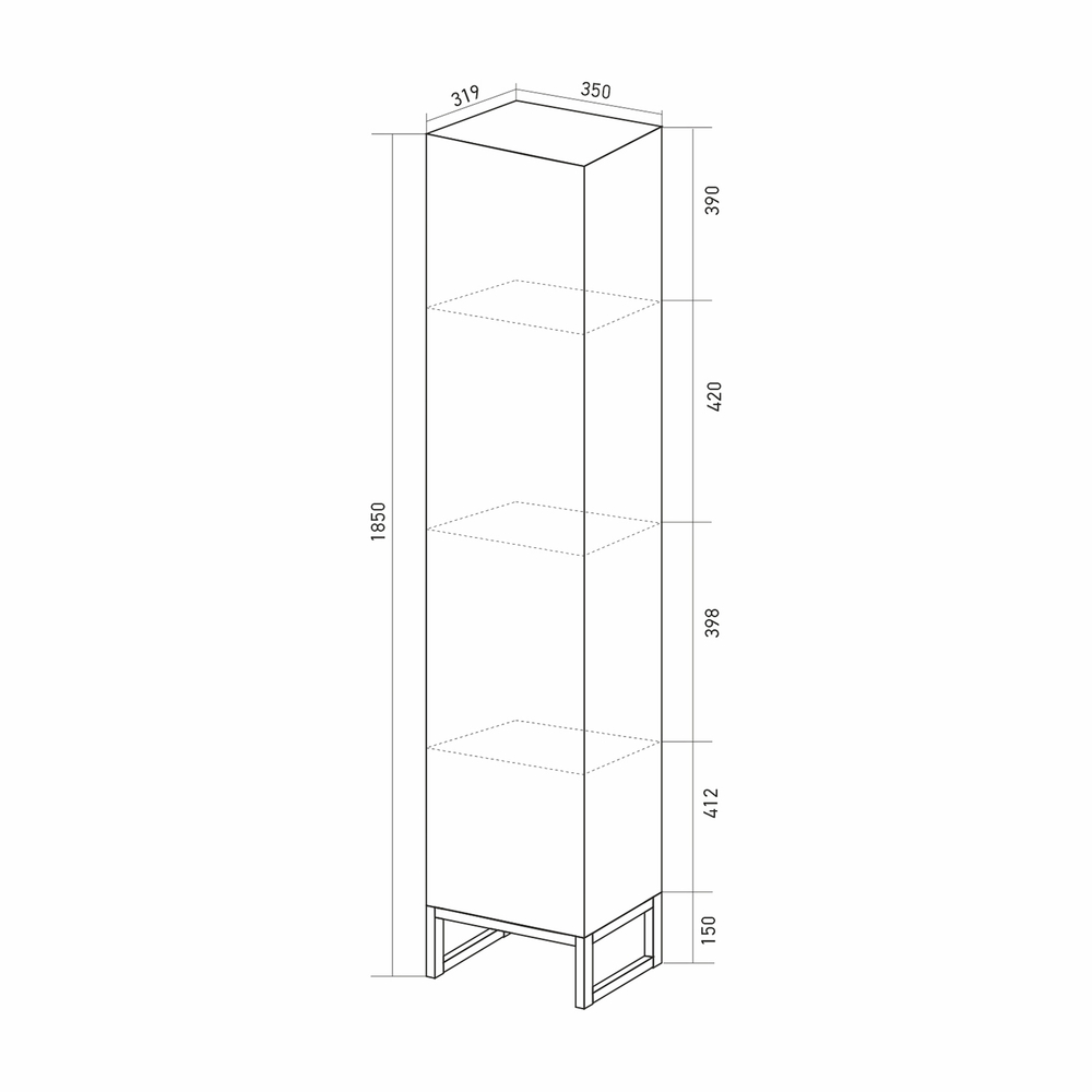 Пенал "Окленд" Дуб Мелфорд левый (350*1858*319) ЛОФТ (ПВХ)