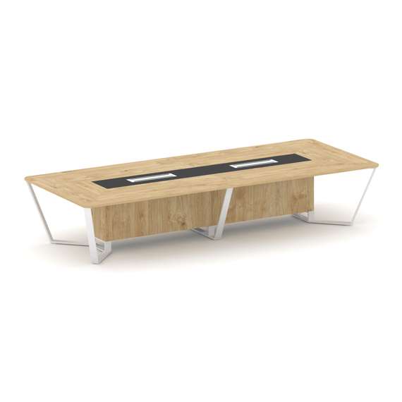 Steel Meet Стол переговорный прямоугольный KM-PR.B.SP-14 Тиквуд Светлый/Графит Глянец/Металл Белый 4