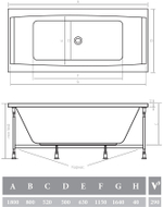 Акриловая ванна Alpen Vesta 180*80 прямоугольная из каталога Ванны акриловые