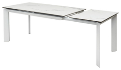 Стол CREMONA 140 HIGH GLOSS STATUARIO Белый мрамор глянцевый, керамика/ белый каркас, ®DISAUR