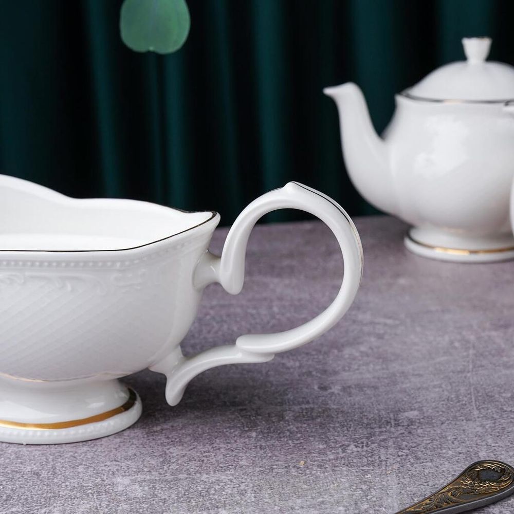 Соусник 350 мл 18,5*8 см h8,2 см с ручкой фарфор Gold Aristocrat Noble [1]