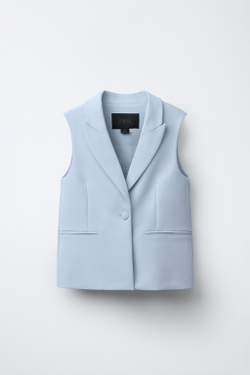 ZARA ЖИЛЕТ ОВЕРСАЙЗ, СИНИЙ