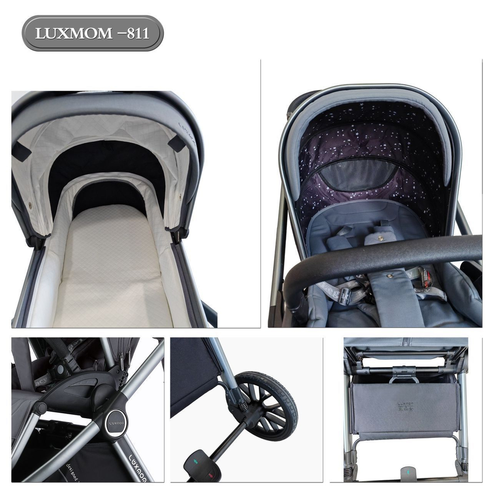 Модульная коляска 3в1 Luxmom 811,автолюлька /черный