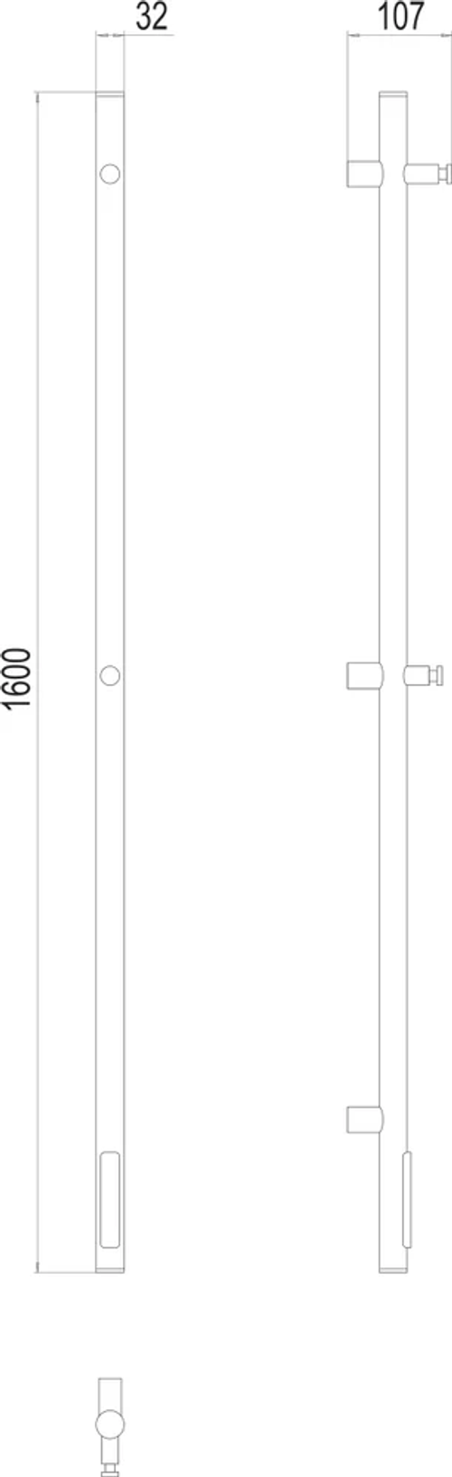 Полотенцесушитель электрический стойка UNO круг1600 черный матовый TERMINUS