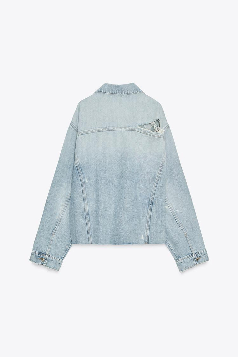 ZARA ДЖИНСОВАЯ КУРТКА-РУБАШКА TRF, ГОЛУБОЙ