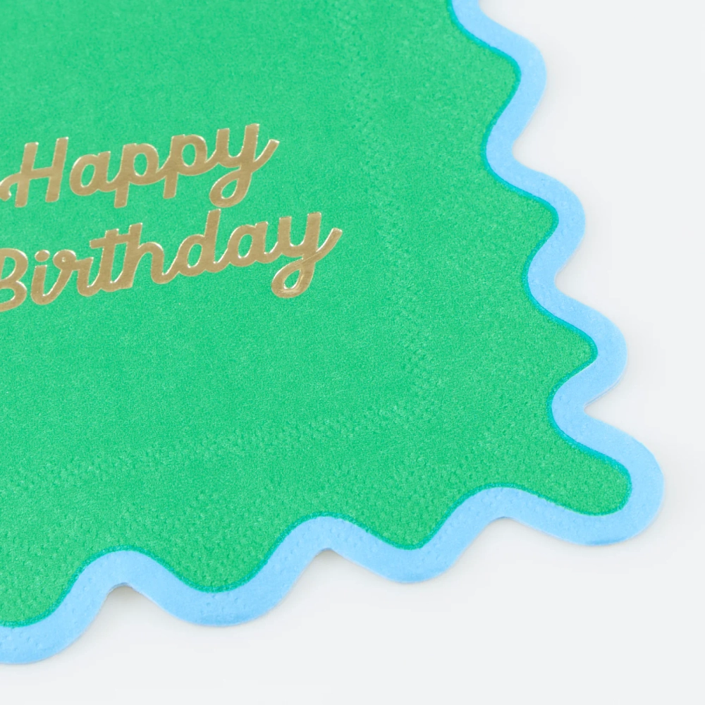 Салфетки маленькие с волнистым краем "С Днем Рождения" [Happy Birthday] 16 шт. (16,5 x 16,5 см)