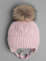 Шапка зимняя вязаная с помпоном для девочки